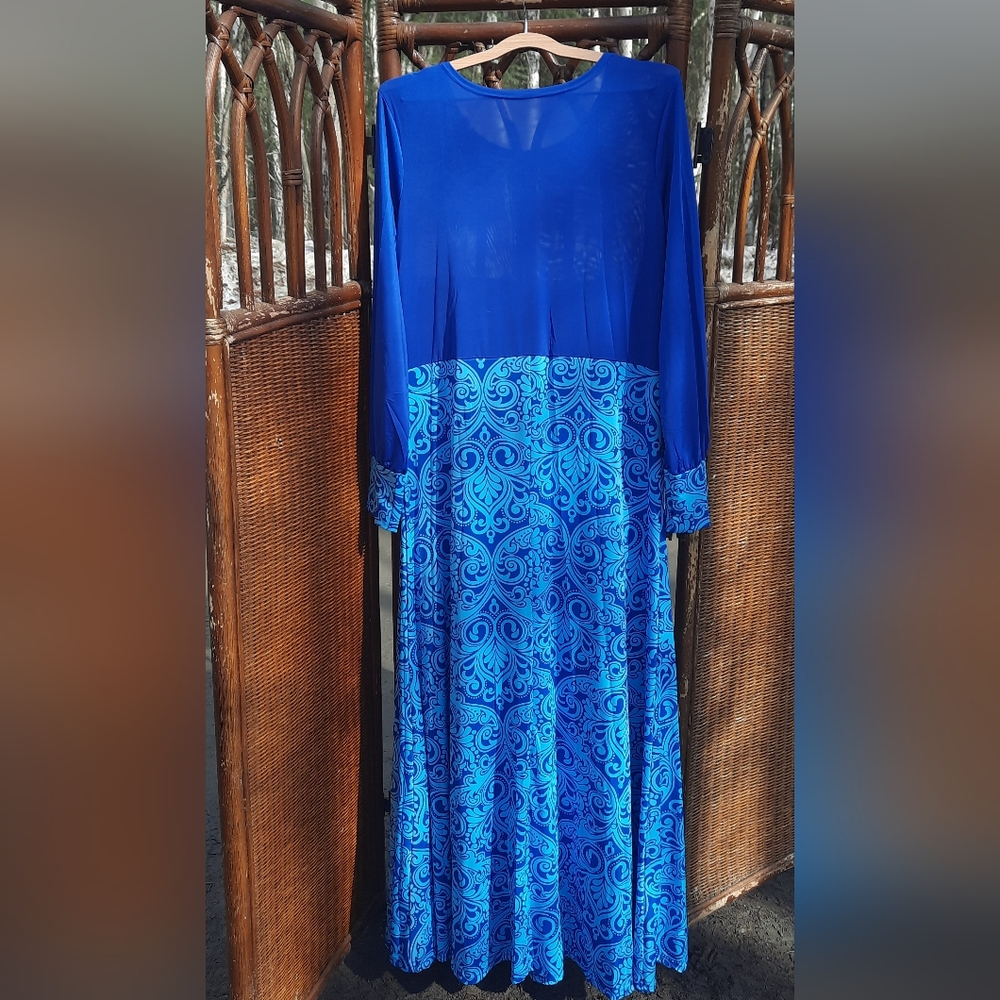 Mennanite Style Blue Maxi Dress - Picture 5 of 6